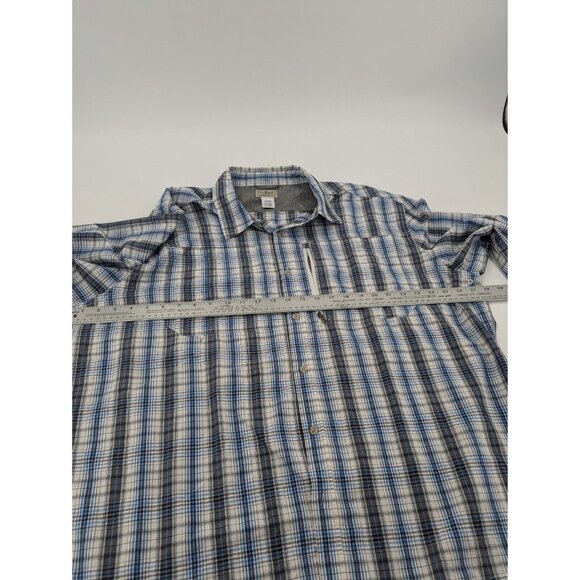 L.L. Bean Shirt Mens XXL Reg Blue Plaid Long Sleeve Button Up Fishing Vent - Picture 4 of 6